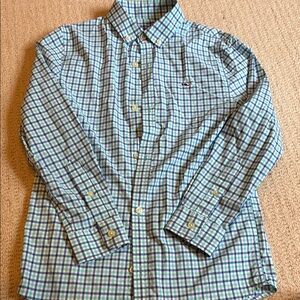 Vineyard Vines boys performance Blue and Green Checkered Shirt